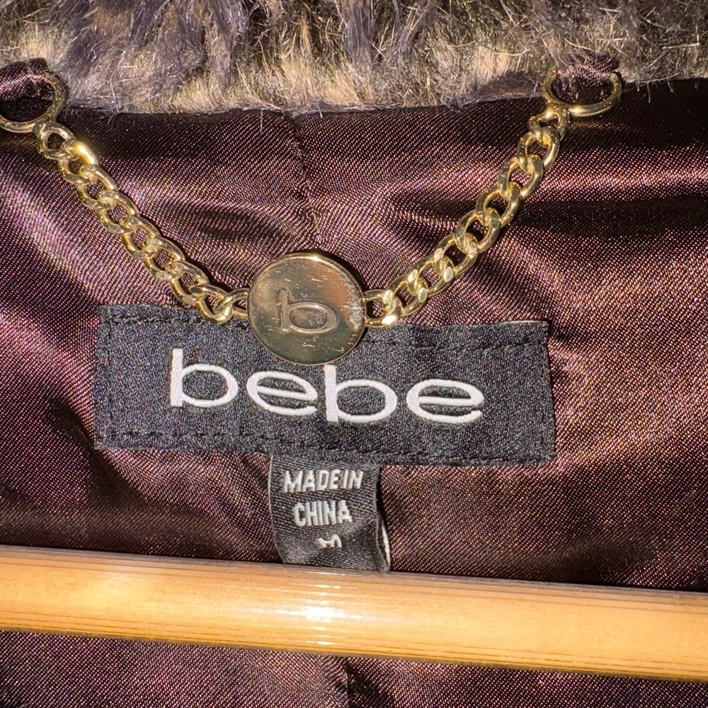 Bebe Vintage Y2K Faux Fur Vest with Hood & Pockets Sz M - Picture 2 of 14